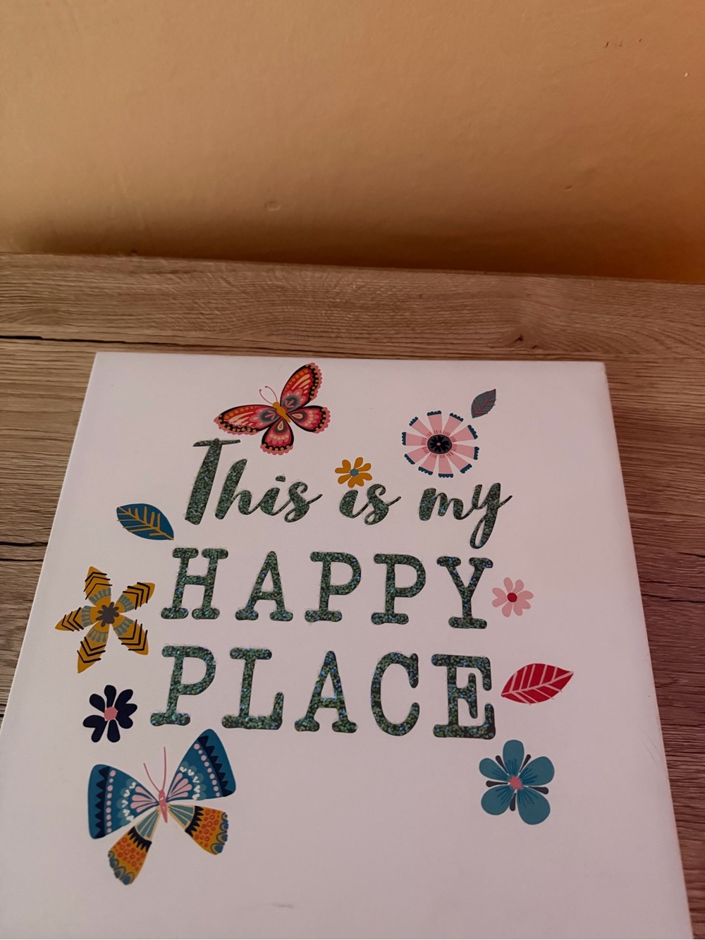 This Is My Happy Place Wall Art - White with Multicolor Accents